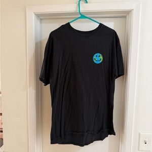 MOTHER Black Tee with Blue Smiley Patch